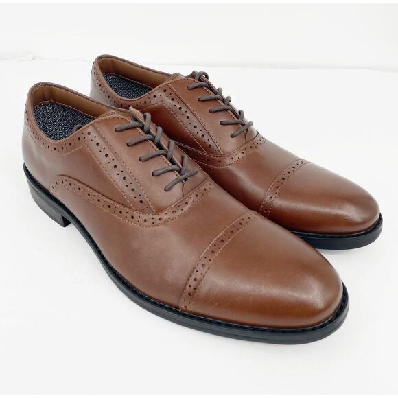 Fairlane Men's Feawin Flex Oxford Shoes 13 Brown Leather Lace Up Heel NWOB - Picture 3 of 12